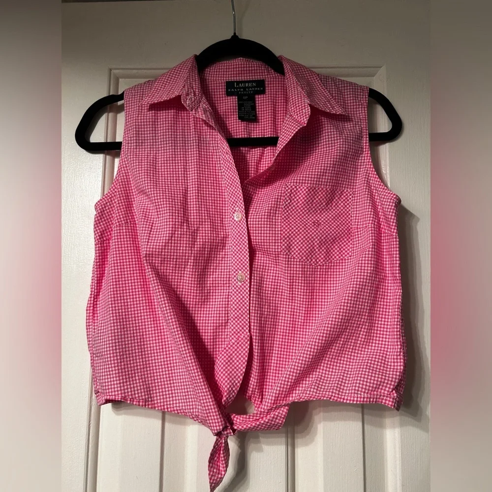 Ralph Lauren Pink Gingham Button Down Shirt - Picture 1 of 7